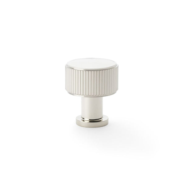 Alexander and Wilks -  Lucia Reeded Cupboard Knob - Polished Nickel PVD - 29mm - AW807R-29-PNPVD