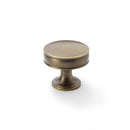 Alexander and Wilks - Lynd Cupboard Knob - Antique Brass - 38mm - AW808-38-AB - Choice Handles