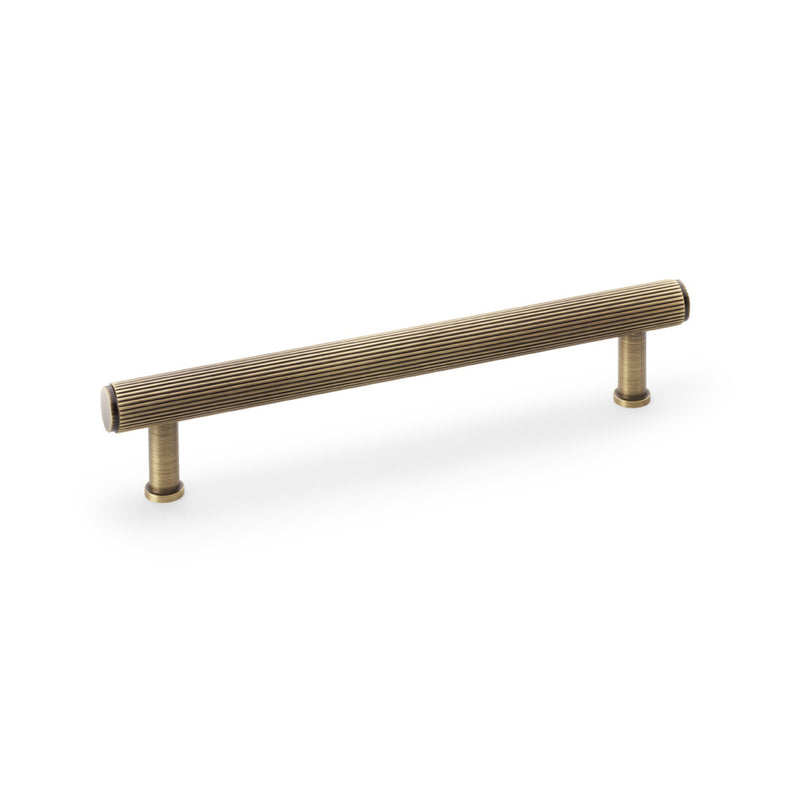 Alexander and Wilks - Crispin Reeded T-bar Cupboard Pull Handle - Antique Brass - 160mm - AW809R-160-AB