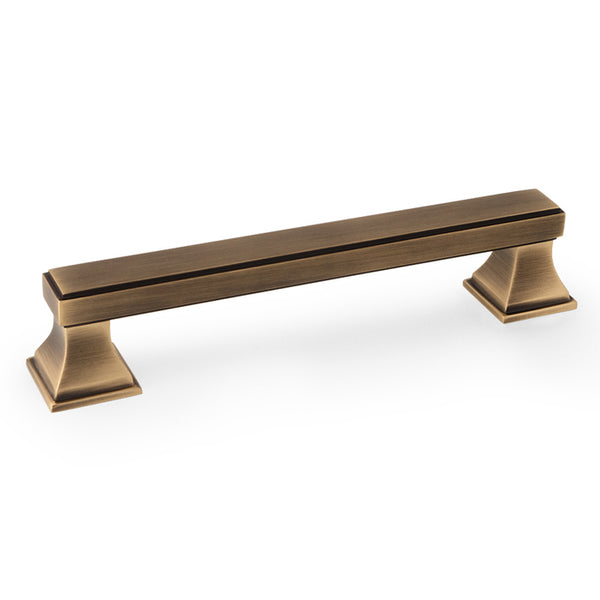 Jesper Square Alexander and Wilks Cupboard Pull Handle - Antique Brass -160mm Centres - AW813-160-AB - Choice Handles