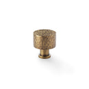 Alexander and Wilks Leila Hammered Cupboard Knob - Antique Brass - 30mm - AW816-30-AB - Choice Handles