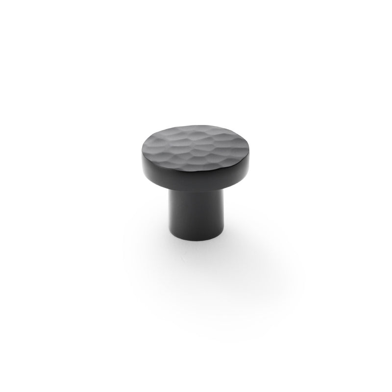 Alexander and Wilks - Hanover Hammered Cupboard Knob - Black - 30mm - AW820-30-BL