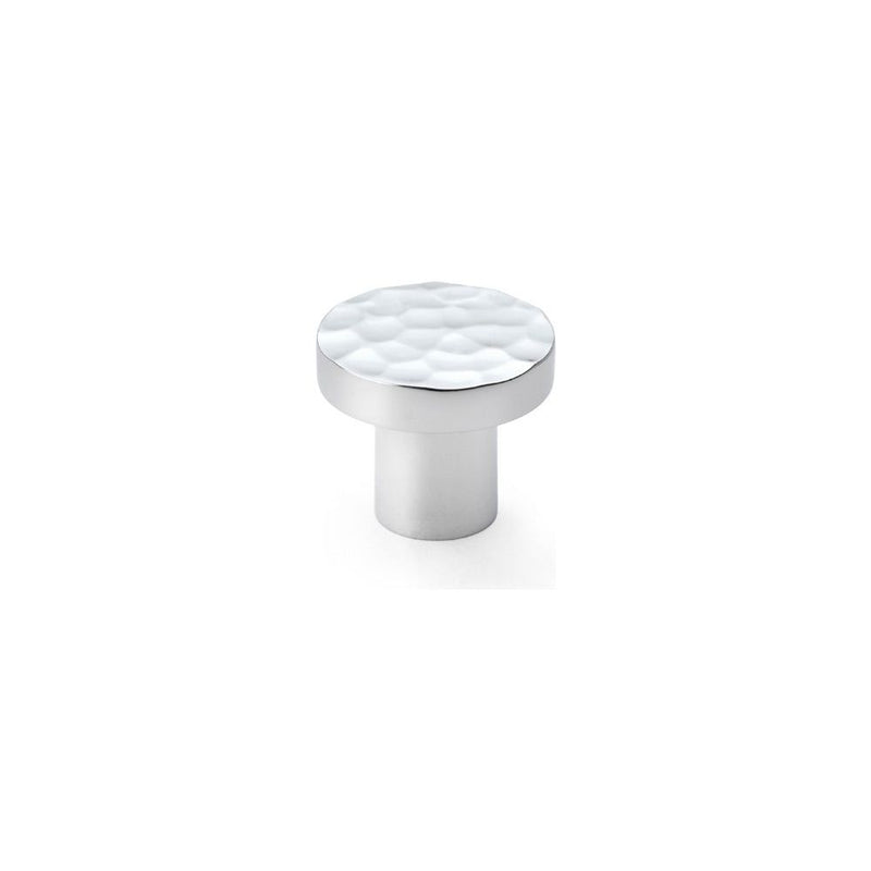 Alexander and Wilks - Hanover Hammered Cupboard Knob - Polished Chrome - 30mm - AW820-30-PC