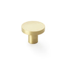 Alexander and Wilks Hanover Plain Cupboard Knob - Satin Brass - Knob 38mm - AW821-38-SB - Choice Handles