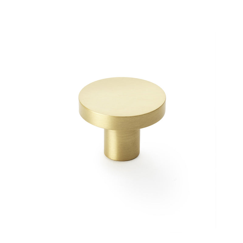 Alexander and Wilks Hanover Plain Cupboard Knob - Satin Brass - Knob 38mm - AW821-38-SB