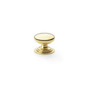 Alexander and Wilks - Waltz Round Cupboard Knob on Stepped Rose - Polished Brass - Knob 25mm - AW825-25-PBL - Choice Handles