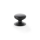 Alexander and Wilks - Waltz Round Cupboard Knob on Stepped Rose - Black - Knob 32mm - AW825-32-BL - Choice Handles