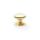 Alexander and Wilks - Waltz Round Cupboard Knob on Stepped Rose - Polished Brass - Knob 32mm - AW825-32-PBL - Choice Handles