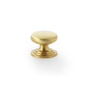 Alexander and Wilks - Waltz Round Cupboard Knob on Stepped Rose - Satin Brass - Knob 32mm - AW825-32-SB - Choice Handles