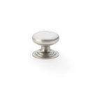 Alexander and Wilks - Waltz Round Cupboard Knob on Stepped Rose - Satin Nickel - Knob 32mm - AW825-32-SN - Choice Handles