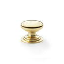 Alexander and Wilks - Waltz Round Cupboard Knob on Stepped Rose - Polished Brass - Knob 38mm - AW825-38-PBL - Choice Handles
