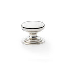 Alexander and Wilks - Waltz Round Cupboard Knob on Stepped Rose - Polished Nickel - Knob 38mm - AW825-38-PN - Choice Handles