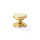 Alexander and Wilks - Waltz Round Cupboard Knob on Stepped Rose - Satin Brass - Knob 38mm - AW825-38-SB - Choice Handles
