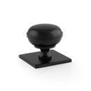 Alexander & Wilks Quantock Alexander and Wilks Cupboard Knob on Square Backplate - Black - 34mm - AW826-34-BL - Choice Handles