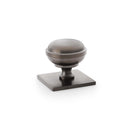 Alexander and Wilks - Quantock Cupboard Knob on Square Backplate - Dark Bronze PVD - 34mm - AW826-34-DBZPVD - Choice Handles