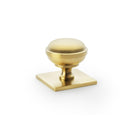 Alexander and Wilks - Quantock Cupboard Knob on Square Plate - Satin Brass PVD - 34mm - AW826-34-SBPVD - Choice Handles