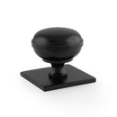 Alexander & Wilks Quantock Alexander and Wilks Cupboard Knob on Square Backplate - Black - 38mm - AW826-38-BL - Choice Handles