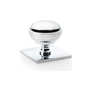 Alexander and Wilks - Quantock Cupboard Knob on Square Backplate - Polished Chrome - 38mm - AW826-38-PC - Choice Handles