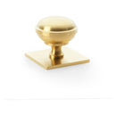 Alexander and Wilks - Quantock Cupboard Knob on Square Backplate - Satin Brass PVD - 38mm - AW826-38-SBPVD - Choice Handles