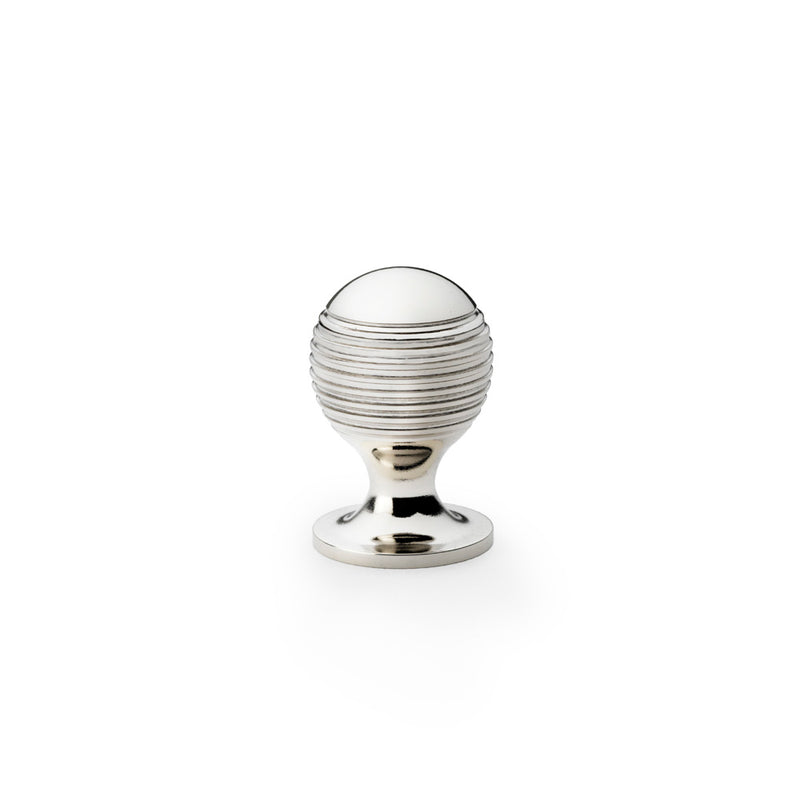 Alexander and Wilks - Caesar Cupboard Knob on Round Rose - Polished Nickel - 25mm - AW832-25-PN