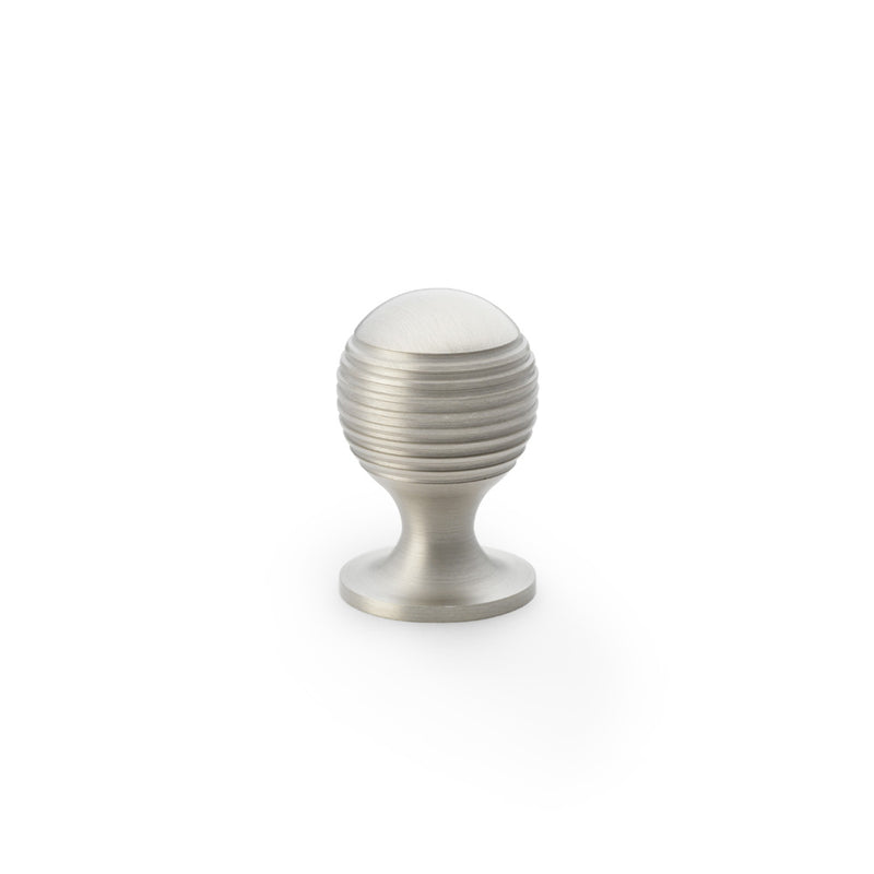Alexander and Wilks - Caesar Cupboard Knob on Round Rose - Satin Nickel - 25mm - AW832-25-SN