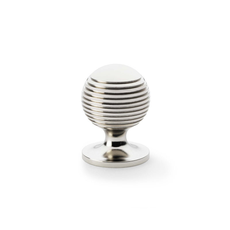 Alexander and Wilks - Caesar Cupboard Knob on Round Rose - Polished Nickel - 32mm - AW832-32-PN