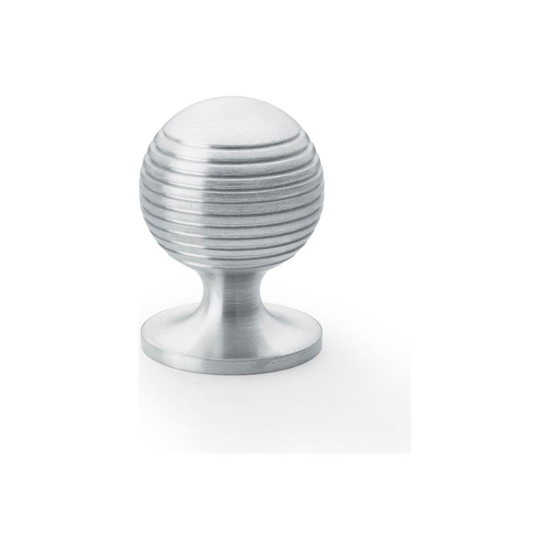 Alexander and Wilks - Caesar Cupboard Knob on Round Rose - Satin Chrome - 32mm - AW832-32-SC