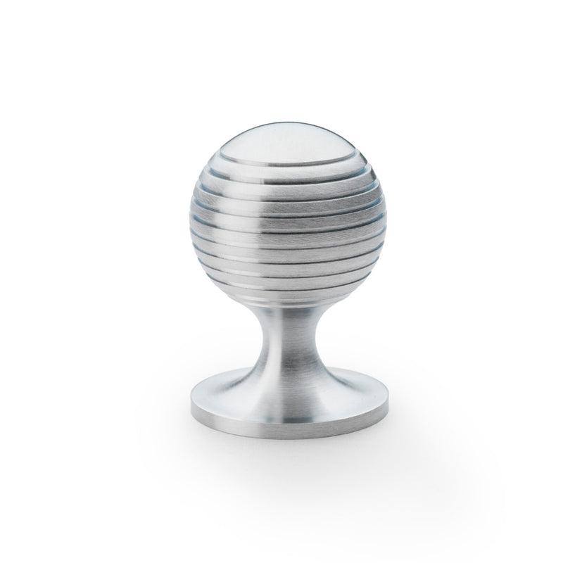 Alexander and Wilks - Caesar Cupboard Knob on Round Rose - Satin Chrome - 38mm - AW832-38-SC