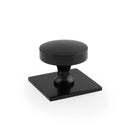 Bullion Alexander and Wilks Cupboard Knob On Square Backplate-Black - AW835-38-BL - Choice Handles