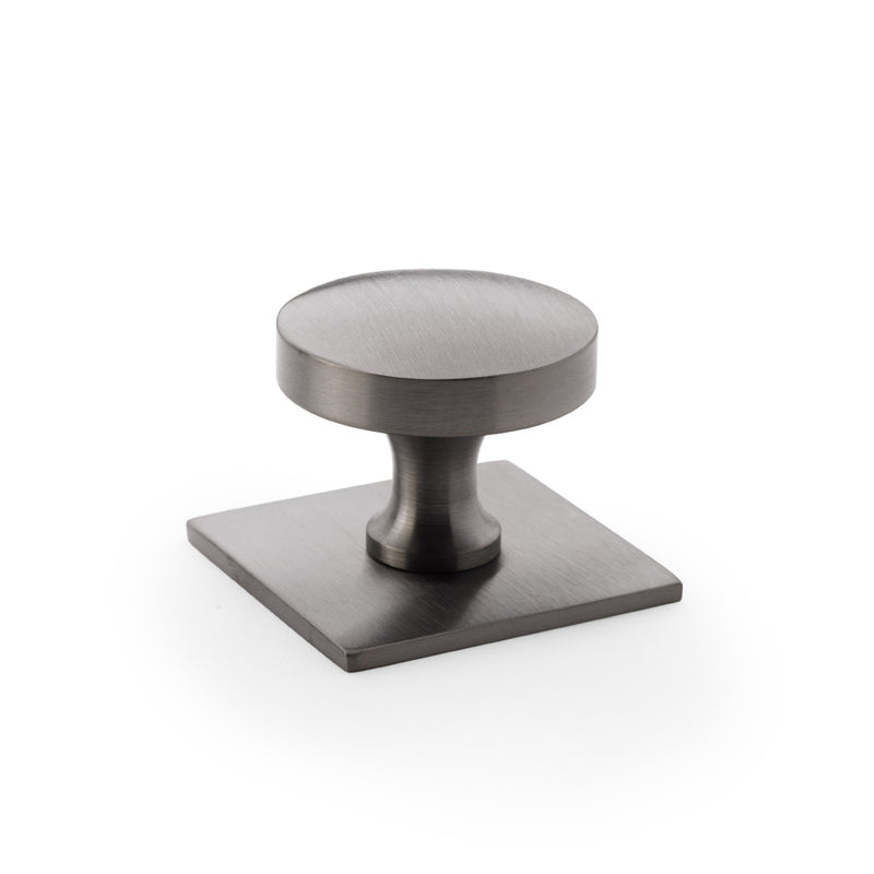 Alexander and Wilks - Bullion Cupboard Knob on Square Backplate - Dark Bronze PVD - AW835-38-DBZPVD