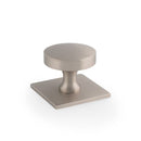 Bullion Alexander and Wilks Cupboard Knob On Square Backplate-Satin Nickel - AW835-38-SN - Choice Handles