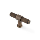 Alexander & Wilks Kingston Knurled T-Bar Cabinet Knob – Antique Brass – 80mm – AW838-80-AB