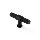 Alexander & Wilks Kingston Knurled T-Bar Cabinet Knob – Black – 80mm – AW838-80-BL