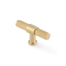 Alexander & Wilks Kingston Knurled T-Bar Cabinet Knob – Satin Brass PVD – 80mm – AW838-80-SBPVD