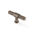 Alexander & Wilks Kingston Reeded T-Bar Cabinet Knob – Antique Brass – 80mm – AW838R-80-AB