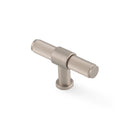 Alexander & Wilks Kingston Reeded T-Bar Cabinet Knob – Satin Nickel PVD – 80mm – AW838R-80-SNPVD
