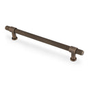 Alexander & Wilks Kingston Knurled Cabinet Pull Handle – Antique Brass – 224mm Centres – AW839-224-AB