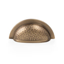 Alexander and Wilks - Bardom Hammered Ridged Cup Pull - Antique Brass - AW912AB - Choice Handles
