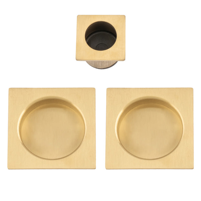 Alexander and Wilks - Square sliding door pull kit - Satin Brass PVD - AW995SBPVD - Choice Handles