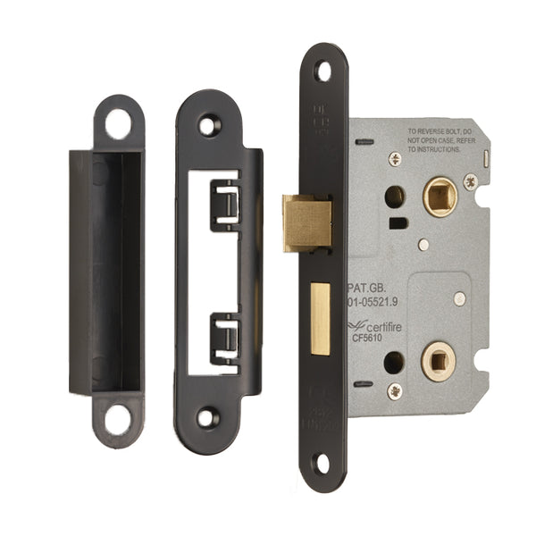 Eurospec - Easi-T Residential Bathroom Lock 65mm - Matt Black - BAE5025MB/R - Choice Handles
