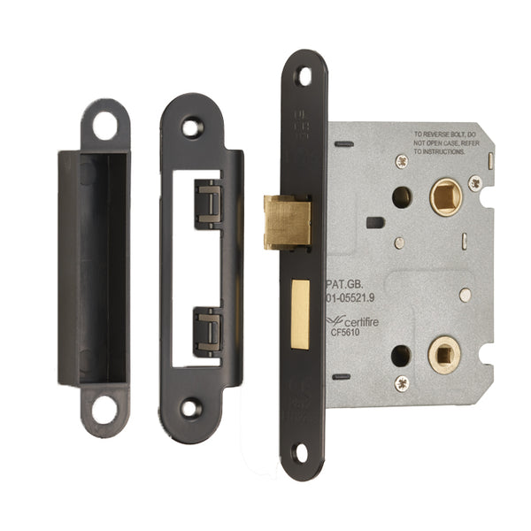 Eurospec - Easi-T Residential Bathroom Lock 78mm  - Matt Black - BAE5030MB/R - Choice Handles
