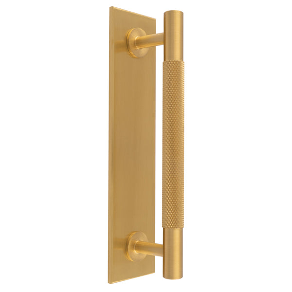 Knurled Pull handle on Backplate 168mm x 40mm - Satin Brass - BP700BSB168SB - Choice Handles