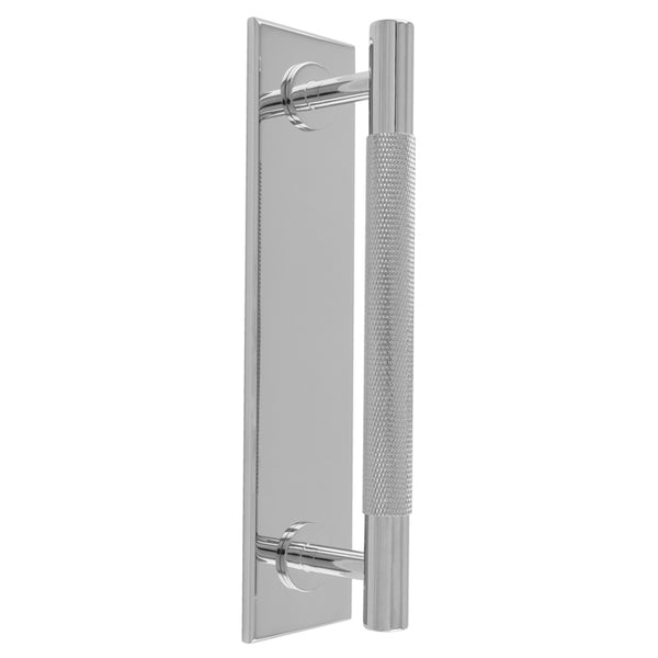 Knurled Pull handle on Backplate 200mm x 40mm - Polished Chrome - BP700CCP200CP - Choice Handles