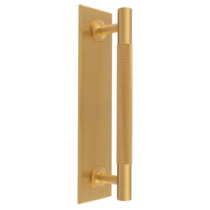 Knurled Pull handle on Backplate 200mm x 40mm - Satin Brass - BP700CSB200SB - Choice Handles