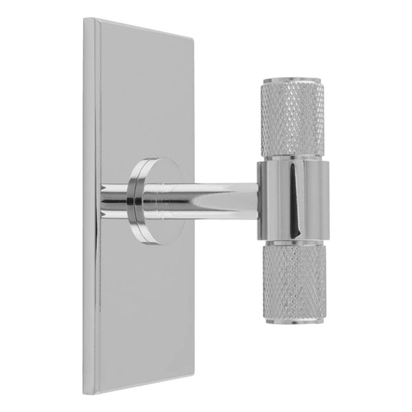Carlisle Brass - Knurled T-Bar on backplate 76mm - Polished Chrome - BP701CP76CP - Choice Handles