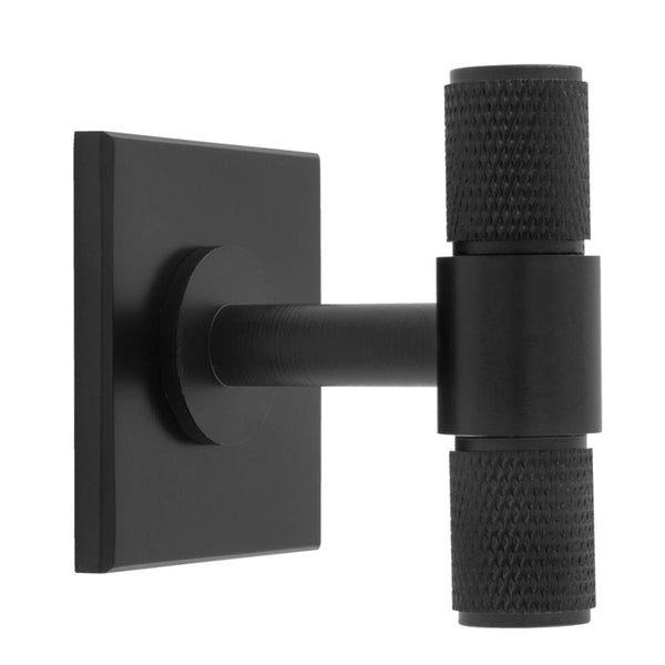 Carlisle Brass - Knurled T-Bar on backplate 40mm - Matt Black - BP701MB40MB - Choice Handles
