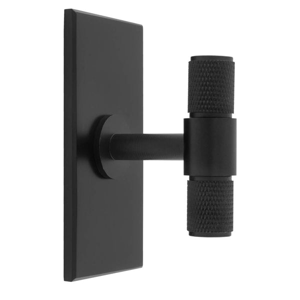 Carlisle Brass - Knurled T-Bar on backplate 76mm - Matt Black - BP701MB76MB - Choice Handles