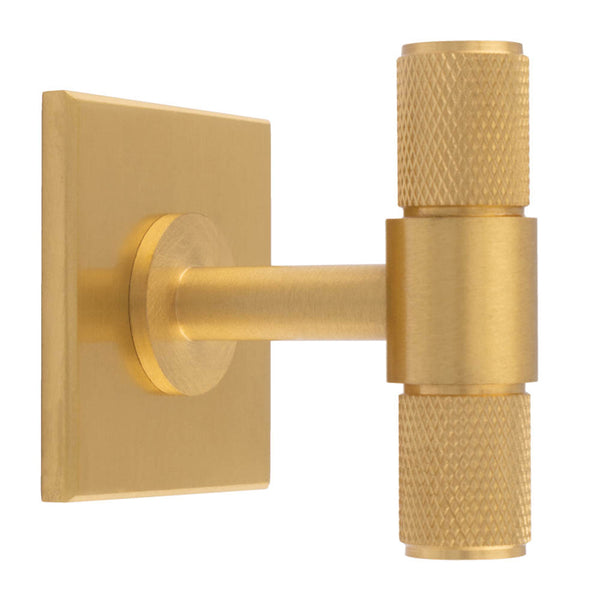 Carlisle Brass - Knurled T-Bar on backplate 40mm - Satin Brass - BP701SB40SB - Choice Handles