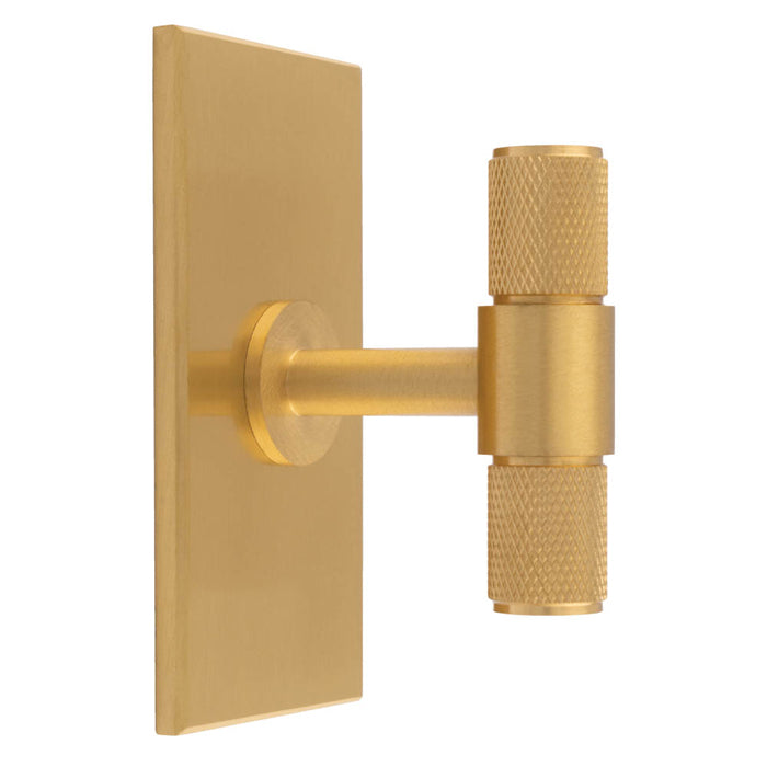 Carlisle Brass - Knurled T-Bar on backplate 76mm - Satin Brass - BP701SB76SB - Choice Handles