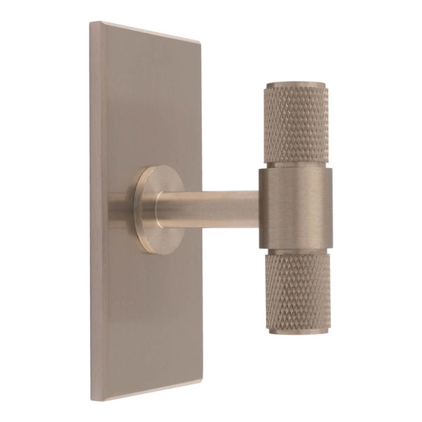 Carlisle Brass - Knurled T-Bar on backplate 76mm - Satin Nickel - BP701SN76SN - Choice Handles